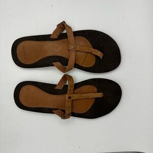 Reed Brown Braided Leather Thong Sandals